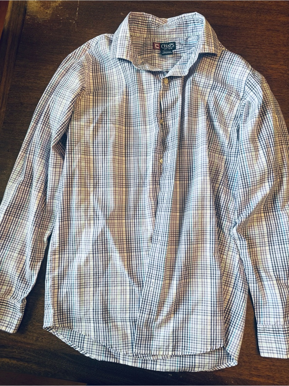 Chaps Boy’s Purple Plaid Button-Up Shirt
